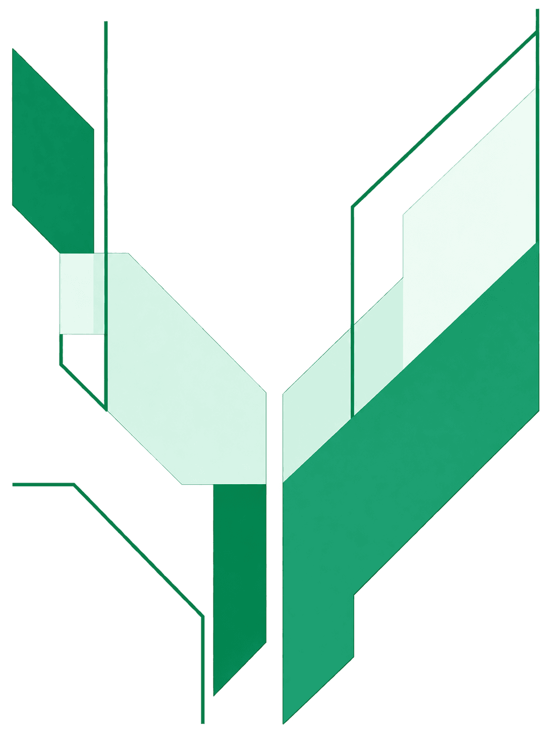 Abstrakte grüne, Psi-inspirierte geometrische Grafik